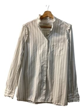 SWeekend MaxMara Striped Ruffled Collar Button Shirt
